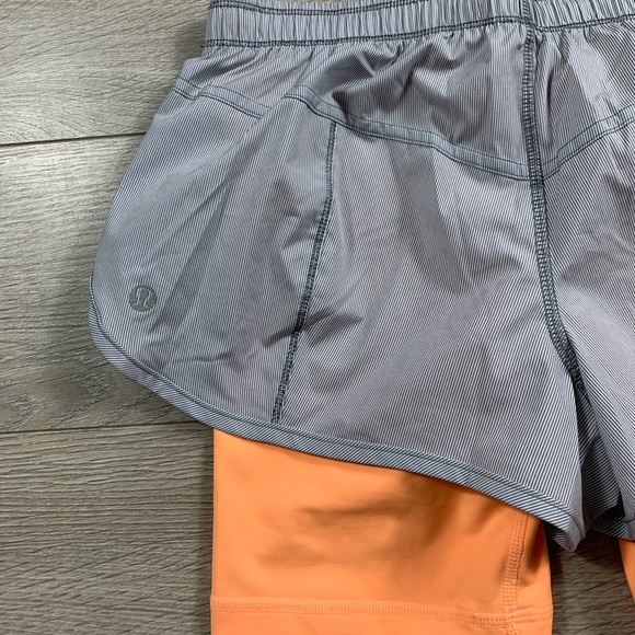 Lululemon Run: Sneak A Peek Short Grey & Orange - Picture 4 of 9
